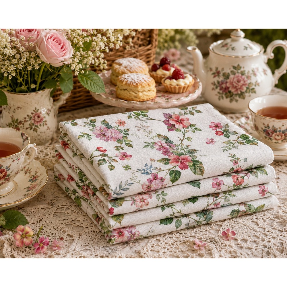 Charles Gallen Hibiscus Place Mats Set of 4 Irish Damask Floral 12x18 - Picture 3 of 6